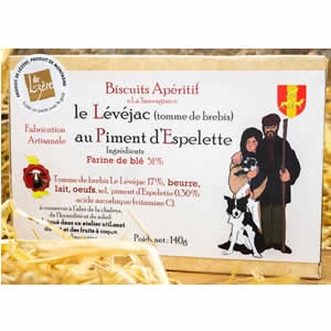 Biscuits Lévéjac (tomme de brebis) – Piments d’Espelette  140g